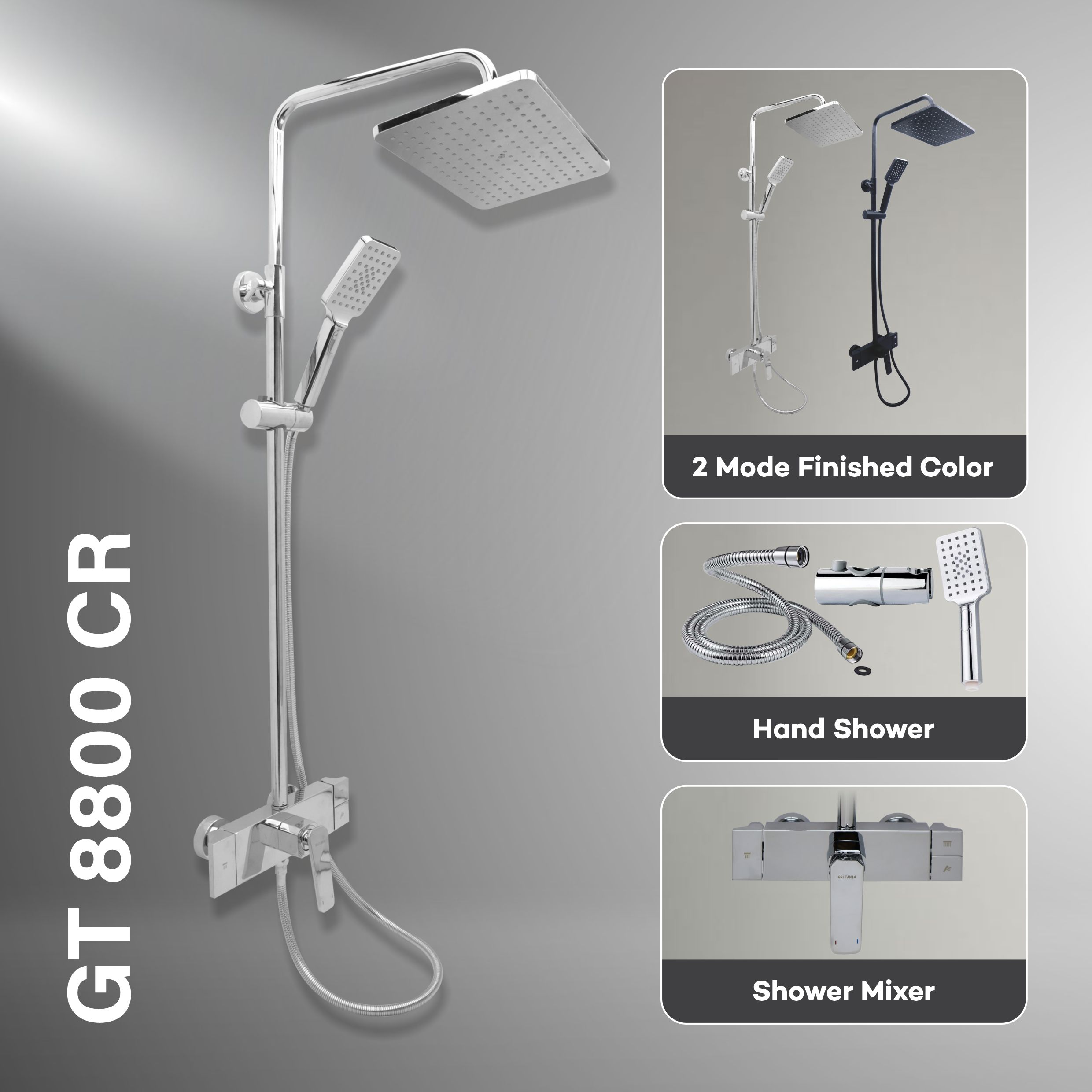 Gritania GT-8800 CR: Shower column set chrome finishes