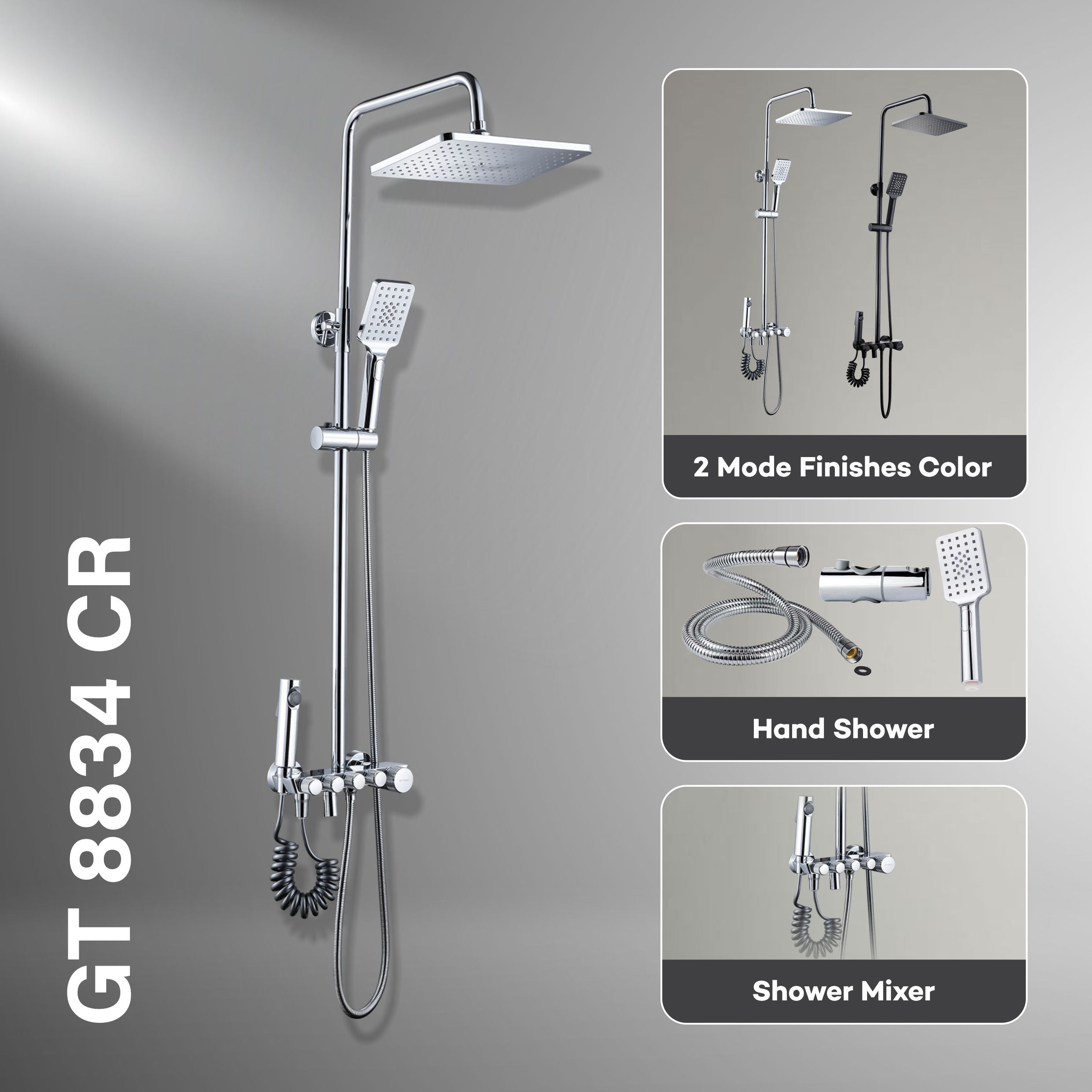 Gritania GT-8834 CR: Shower column set chrome finishes