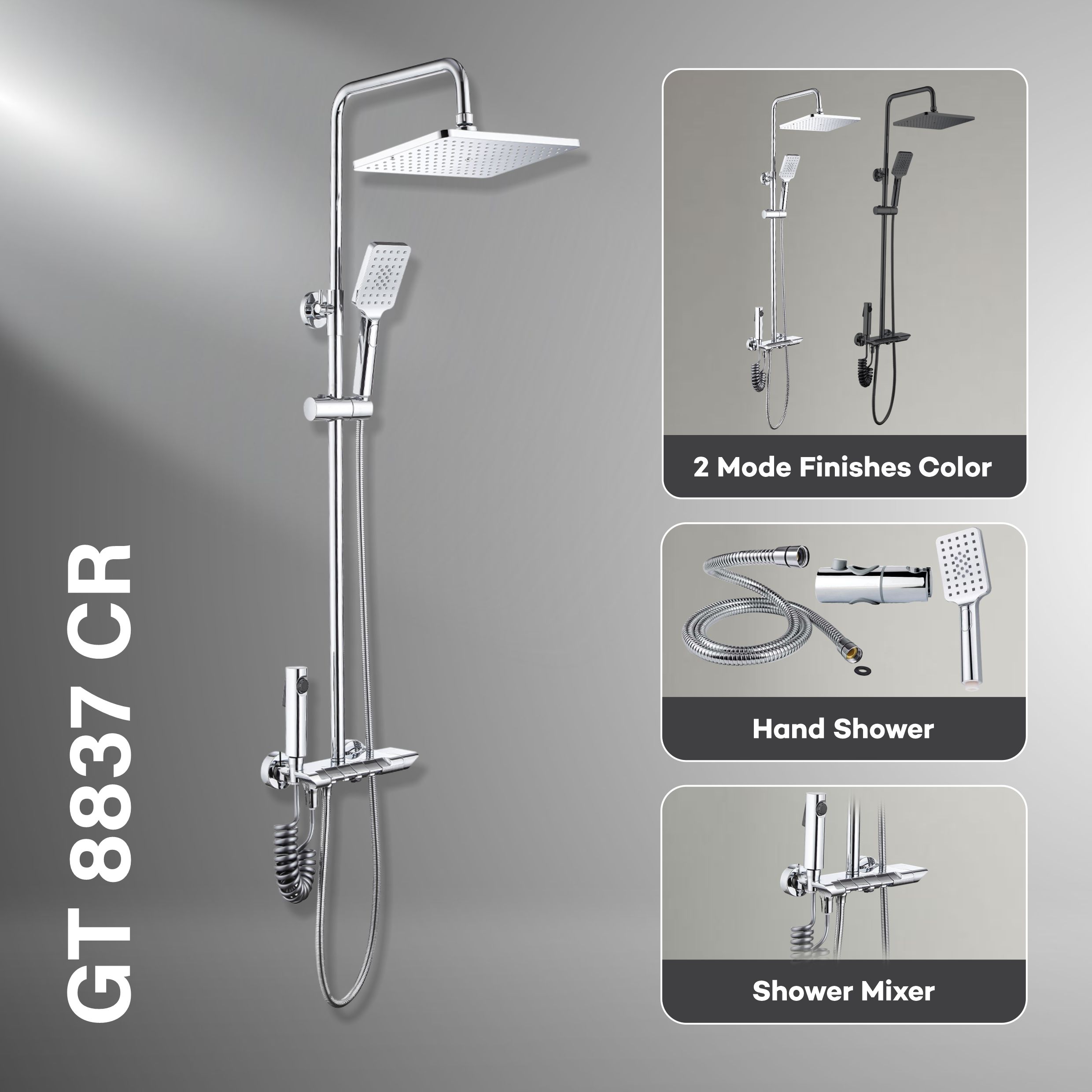 Gritania GT-8837 CR: Shower column set chrome finishes