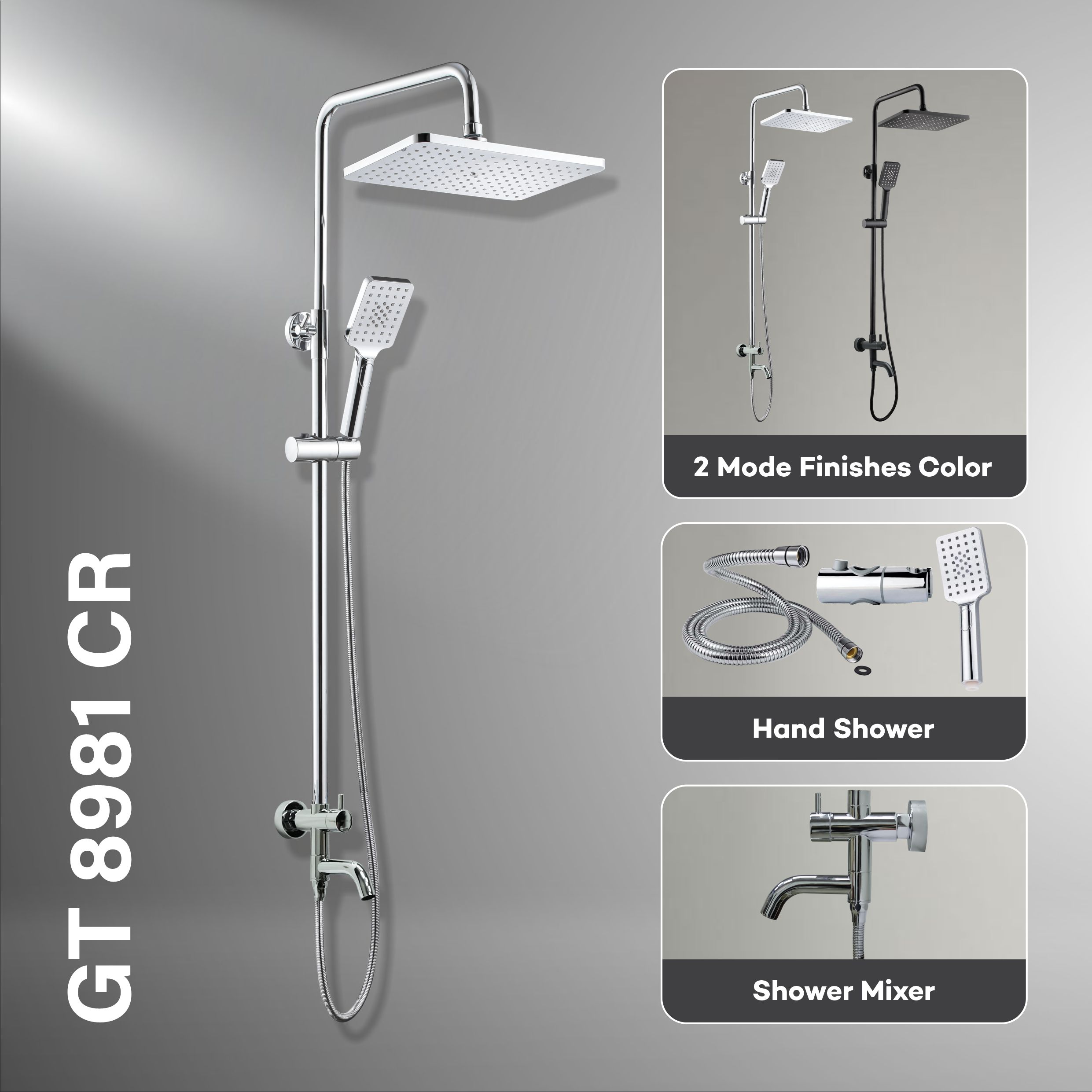 Gritania GT-8981 CR: Shower column set chrome finishes