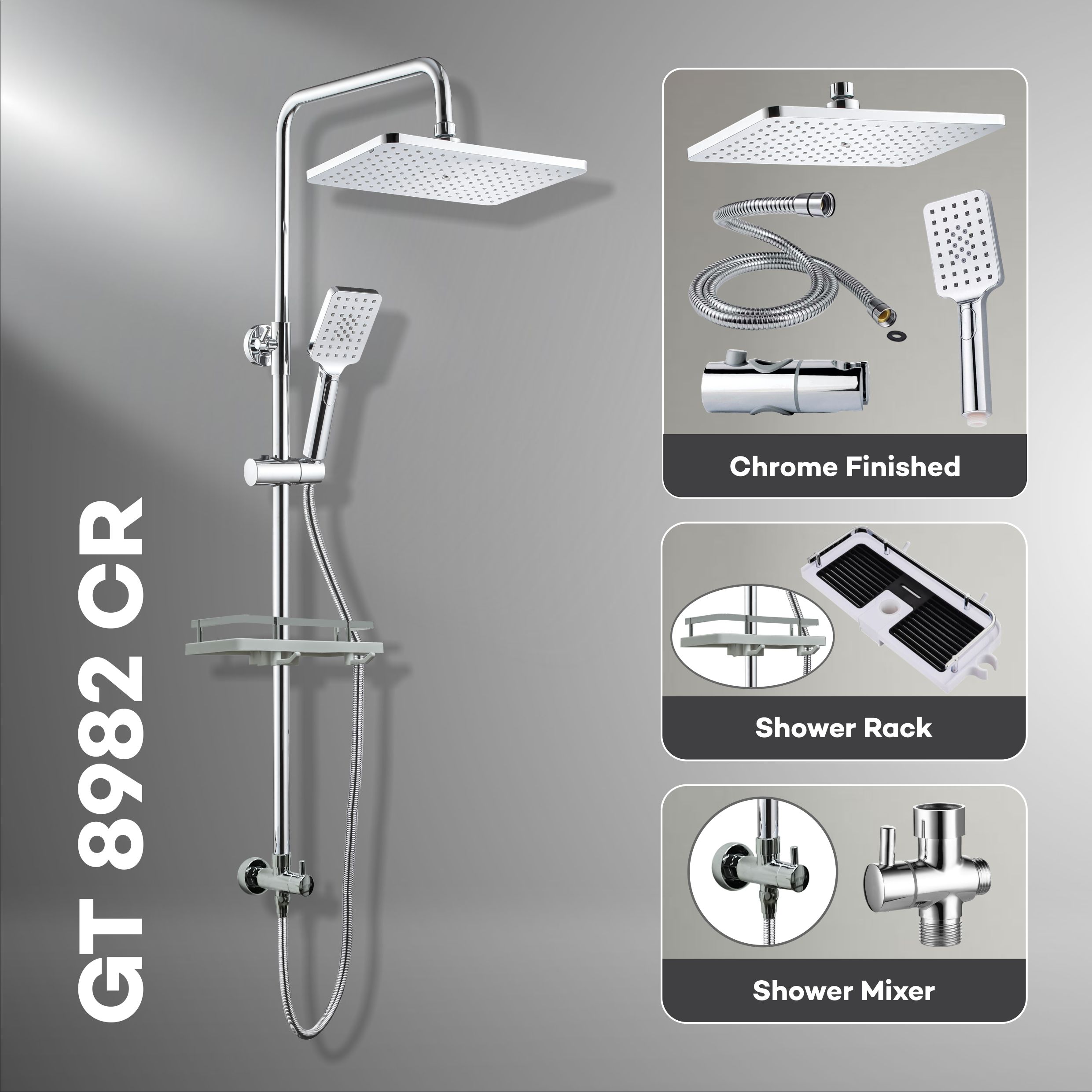 Gritania GT-8982 CR: Shower column set chrome finishes