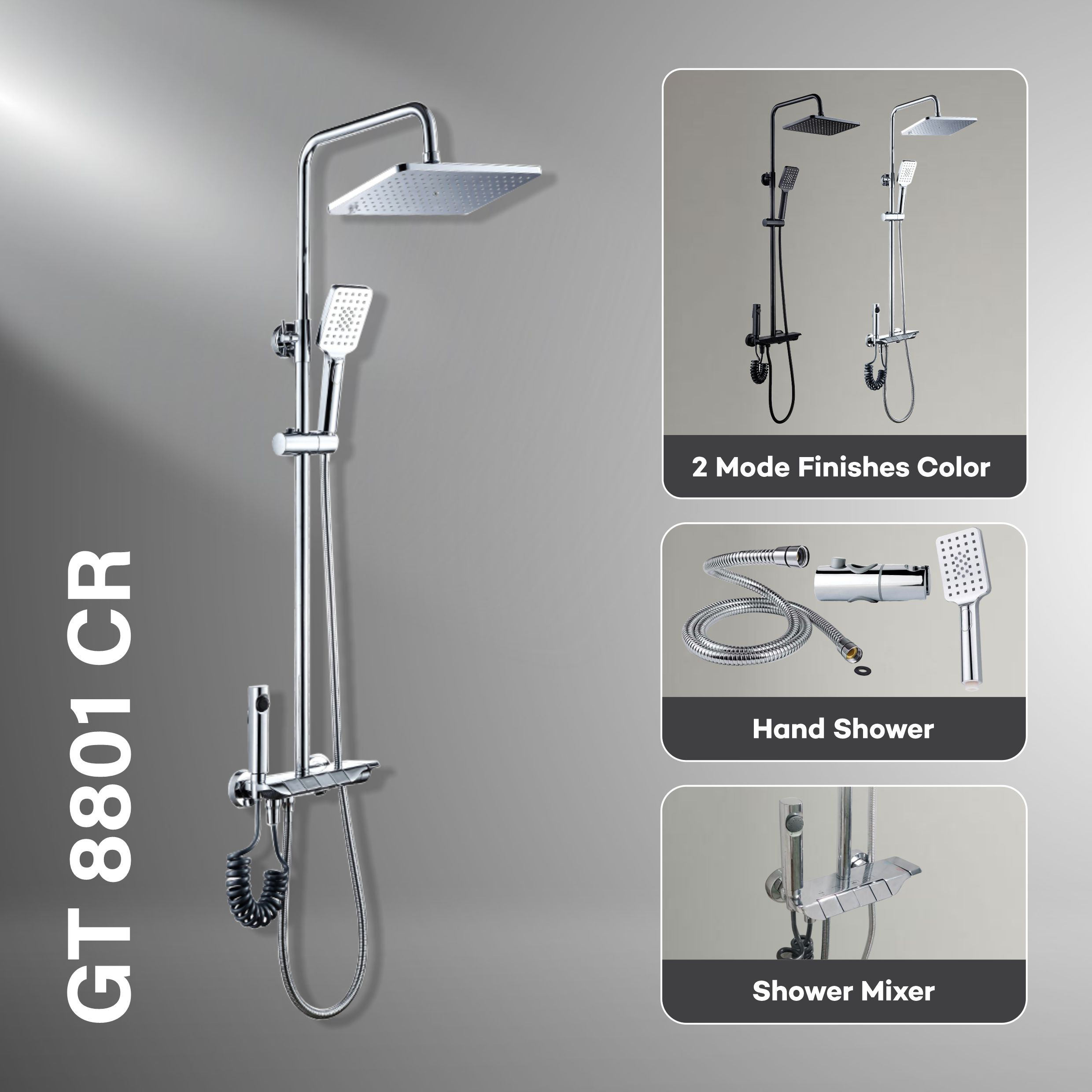 Gritania GT-8801 CR: Shower column set chrome finishes